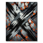 Industrial Distressed Rust and Steel Cross Rug