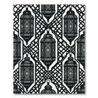 Monochrome Lantern Lattice Geometric Art Rug