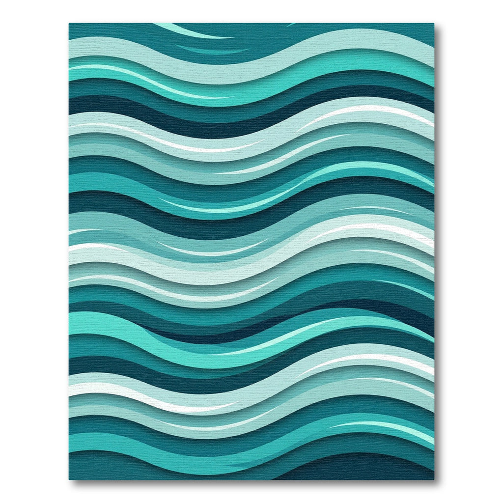 Elegant Teal Aquamarine Layered Wave Rug