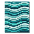 Elegant Teal Aquamarine Layered Wave Rug