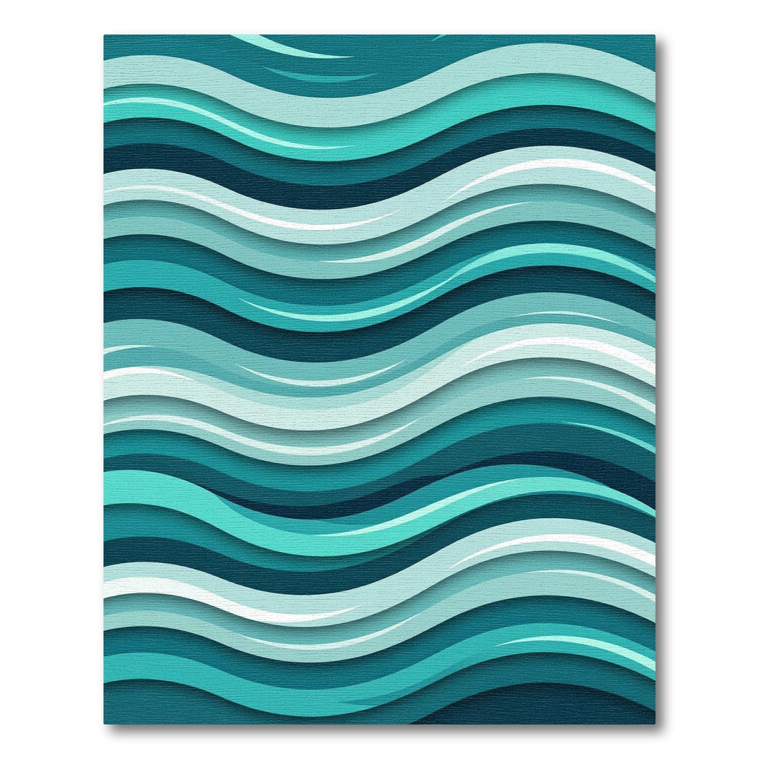 Elegant Teal Aquamarine Layered Wave Rug