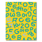 Retro Yellow Teal Alphabet Numbers Rug