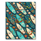 Cheerful Teal Surfboard Tropical Summer Celebration Rug