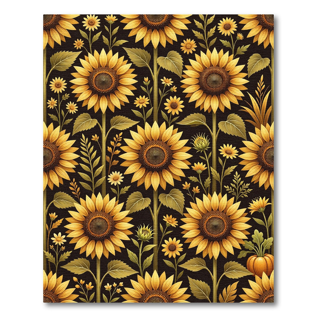 Golden Sunflower Garden Pattern Rug