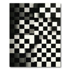 Monochrome Three-dimensional Geometric Checkered Art Rug