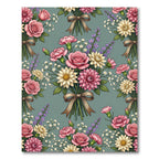 Vintage Pink Floral Bouquet Sage Rug