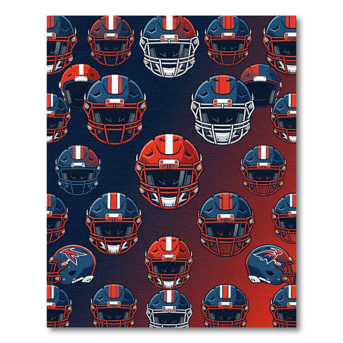 Blue and Red Football Helmet Graphic Rug
