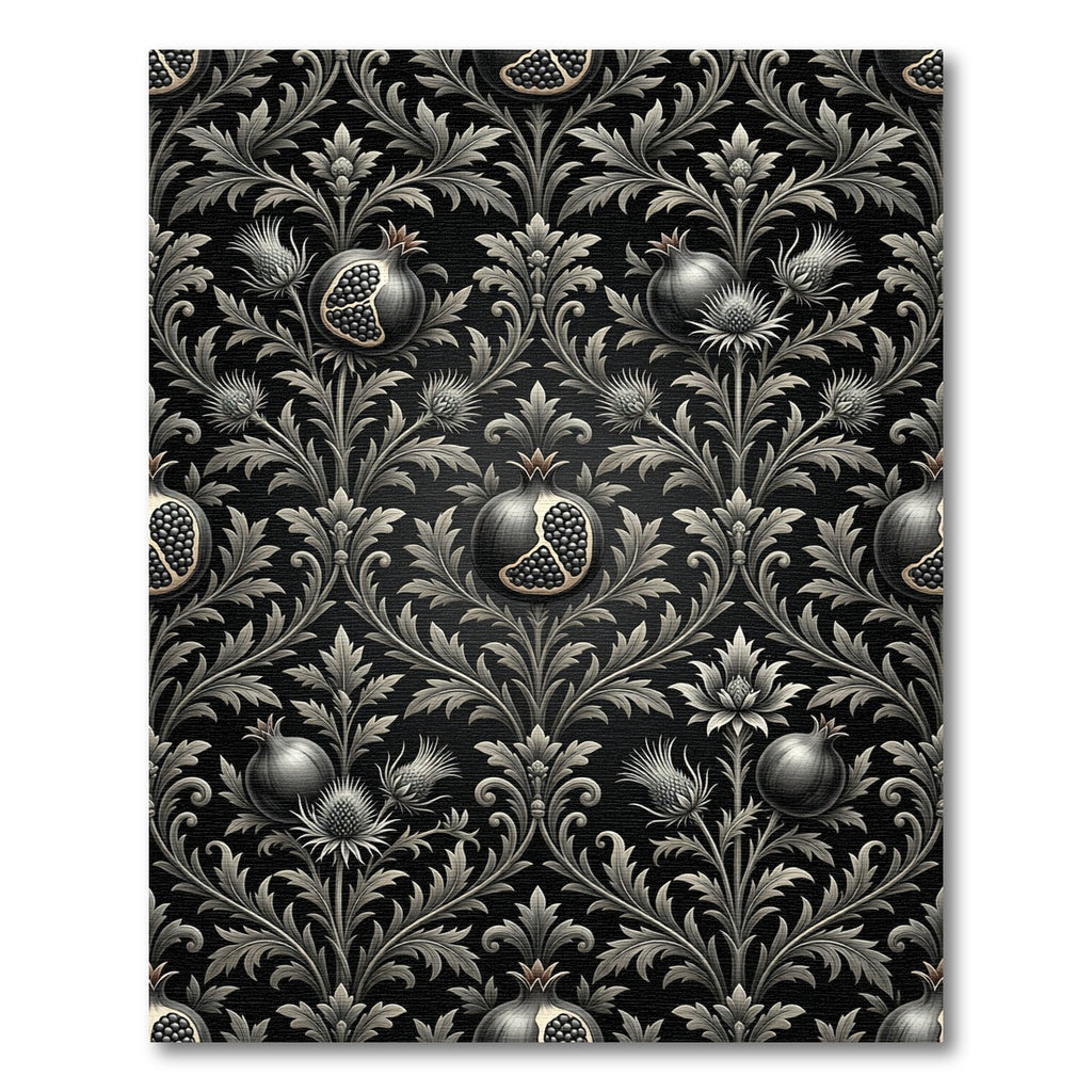 Dark Pomegranate Thistle Floral Damask Rug