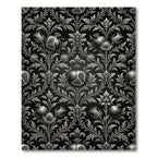 Dark Pomegranate Thistle Floral Damask Rug