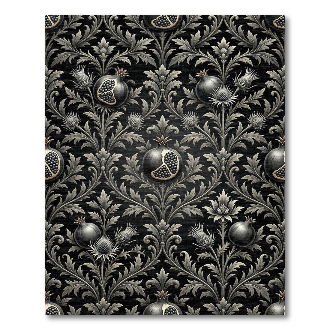 Dark Pomegranate Thistle Floral Damask Rug