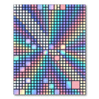 Iridescent Holographic Geometric Grid Squares Rug