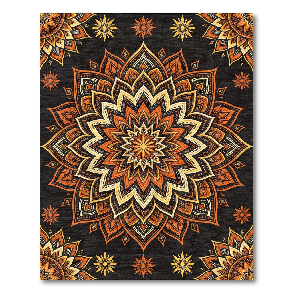 Radiant Amber Golden Floral Medallion Rug