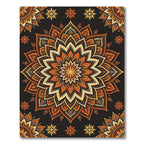 Radiant Amber Golden Floral Medallion Rug