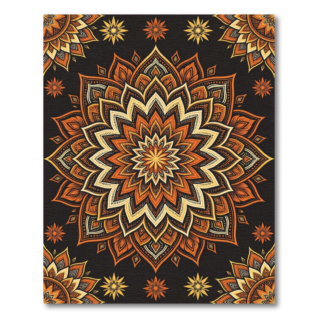 Radiant Amber Golden Floral Medallion Rug