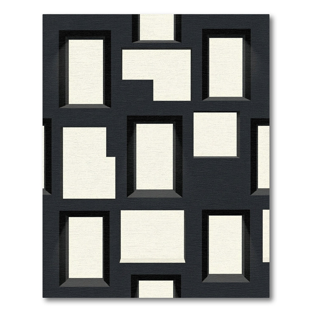 Modern Geometric Monochrome Block Grid Rug