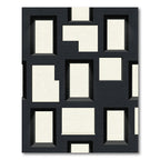 Modern Geometric Monochrome Block Grid Rug
