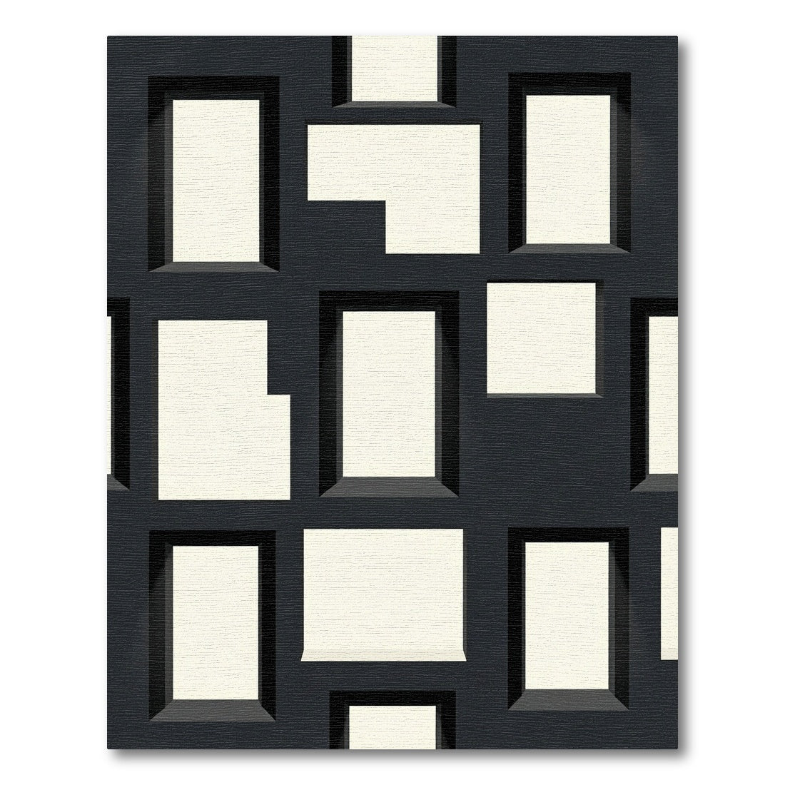 Modern Geometric Monochrome Block Grid Rug