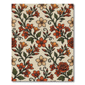 Vintage Terracotta Floral Botanical Wallpaper Rug