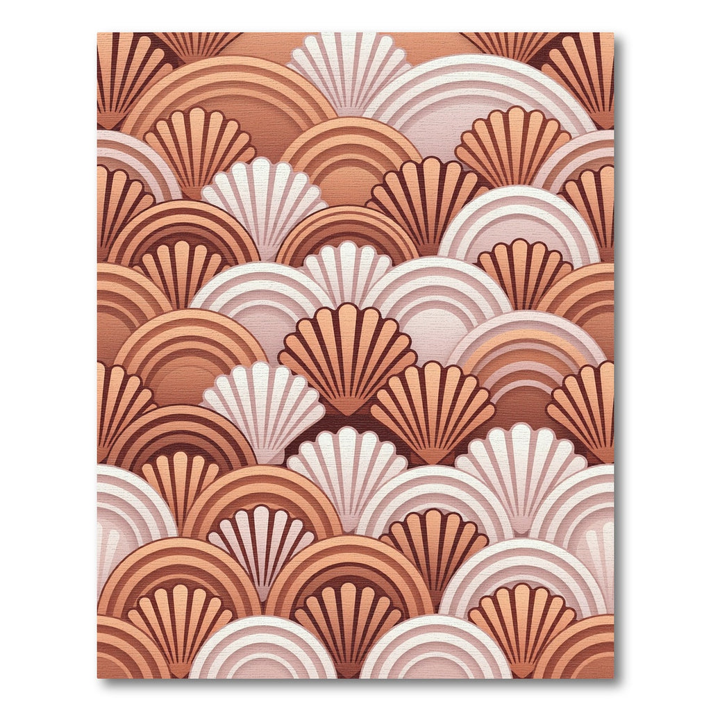 Terracotta Shell Scallop Geometric Art Rug