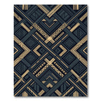 Geometric Art Deco Gold Black Abstract Rug