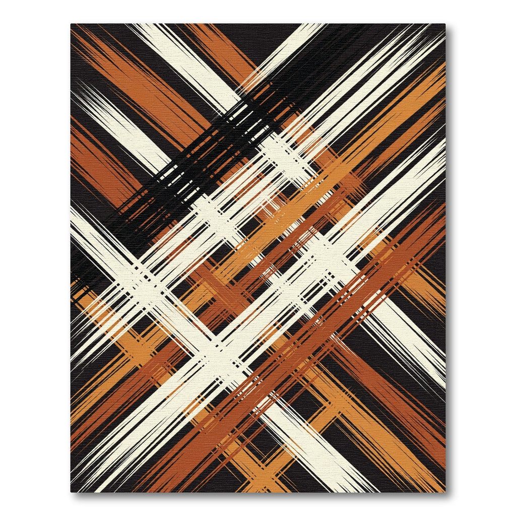 Terracotta Cream Black Intersecting Lines Rug