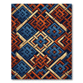 Geometric Indigo and Burnt Orange Weave Rug