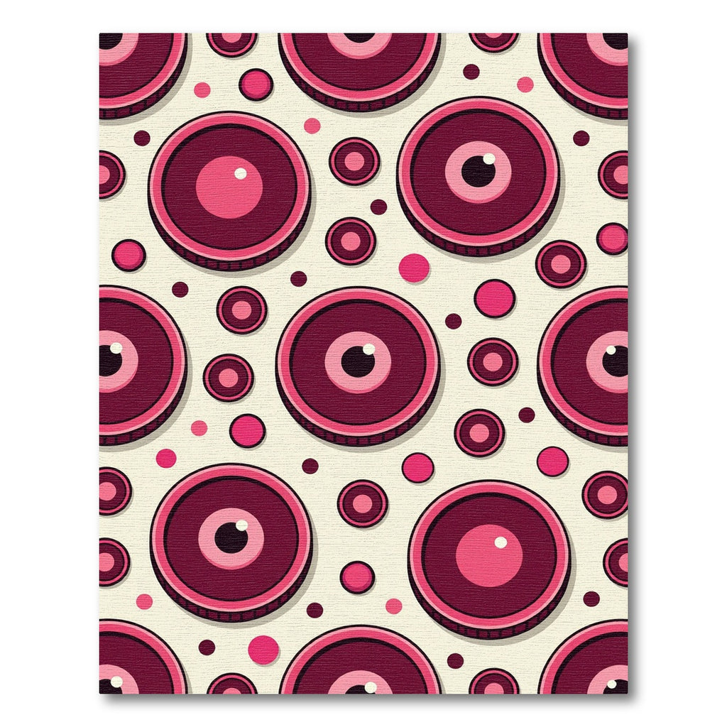 Deep Pink Eyeball Circle Composition Rug