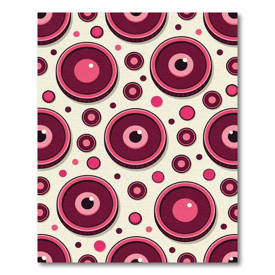 Deep Pink Eyeball Circle Composition Rug