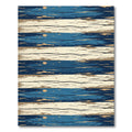 Distressed Navy and Beige Striped Rug