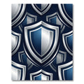Metallic Silver Shield Geometric Navy Backdrop Rug