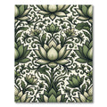 Earthy Sage Lotus Botanical Scroll Rug