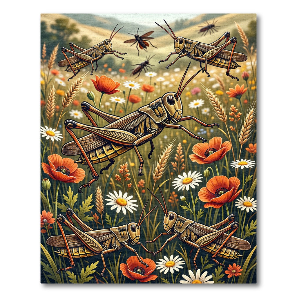 Golden Grasshopper Meadow with Wildflowers Rug