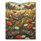 Golden Grasshopper Meadow with Wildflowers Rug