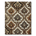 Elegant Bronze Damask Scrolling Foliage Rug