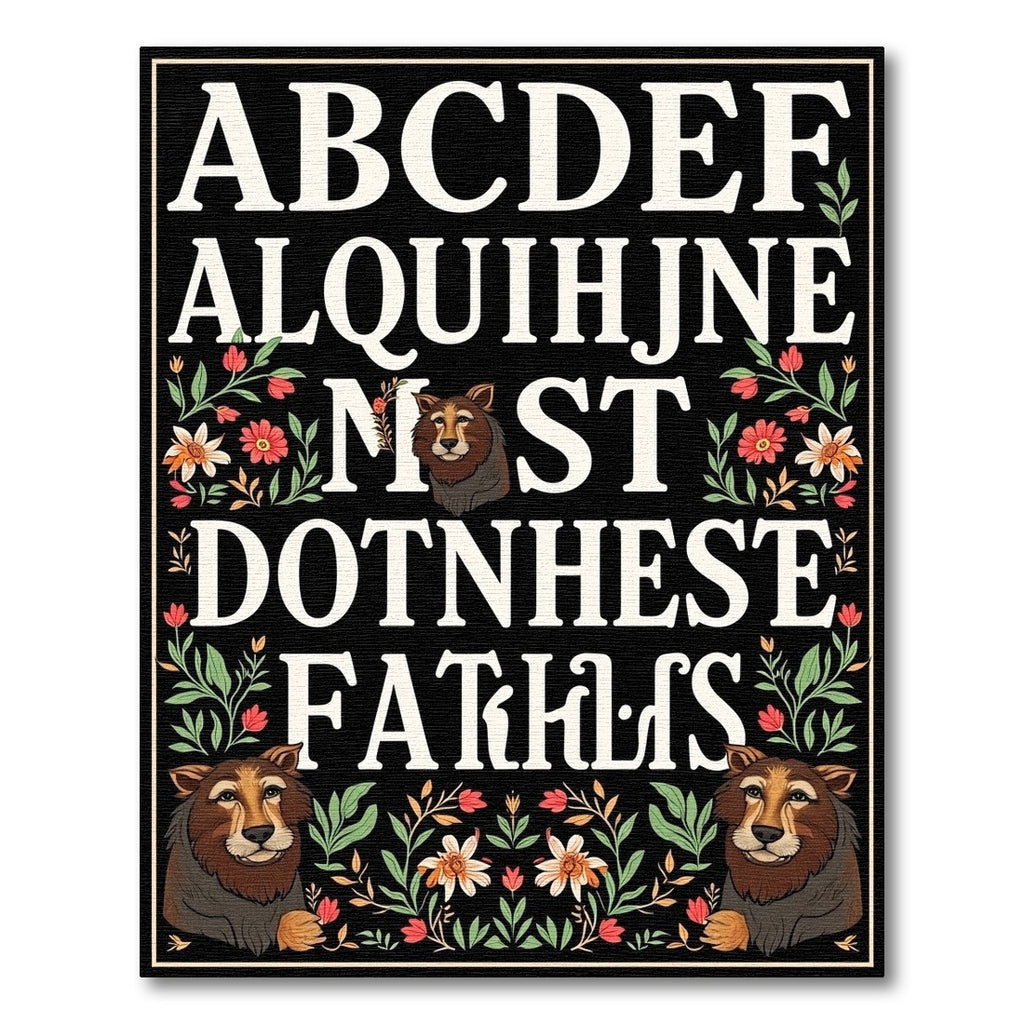 Bold Alpha Floral Lion Composition Rug