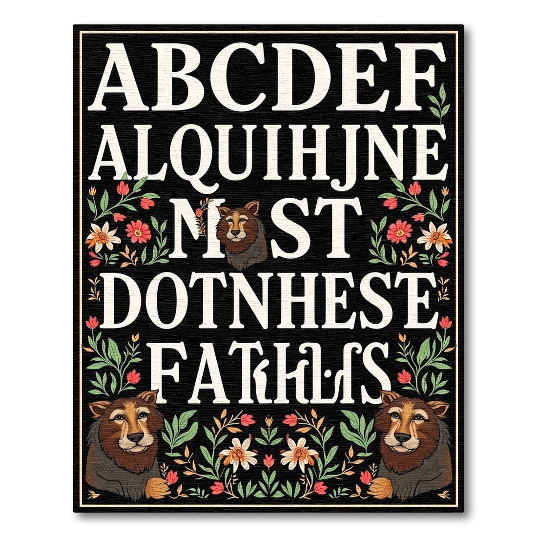 Bold Alpha Floral Lion Composition Rug
