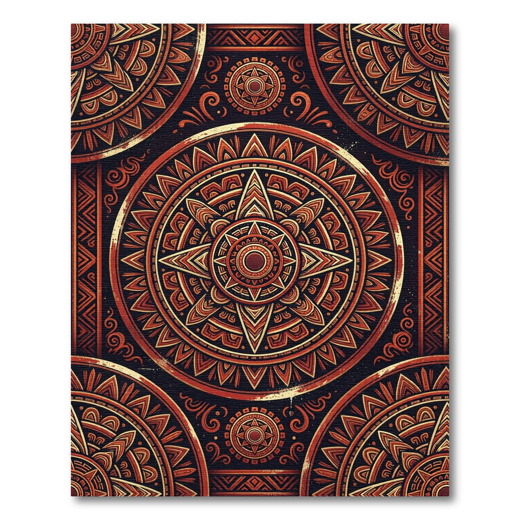 Crimson Sun Mandala Medallion Rug