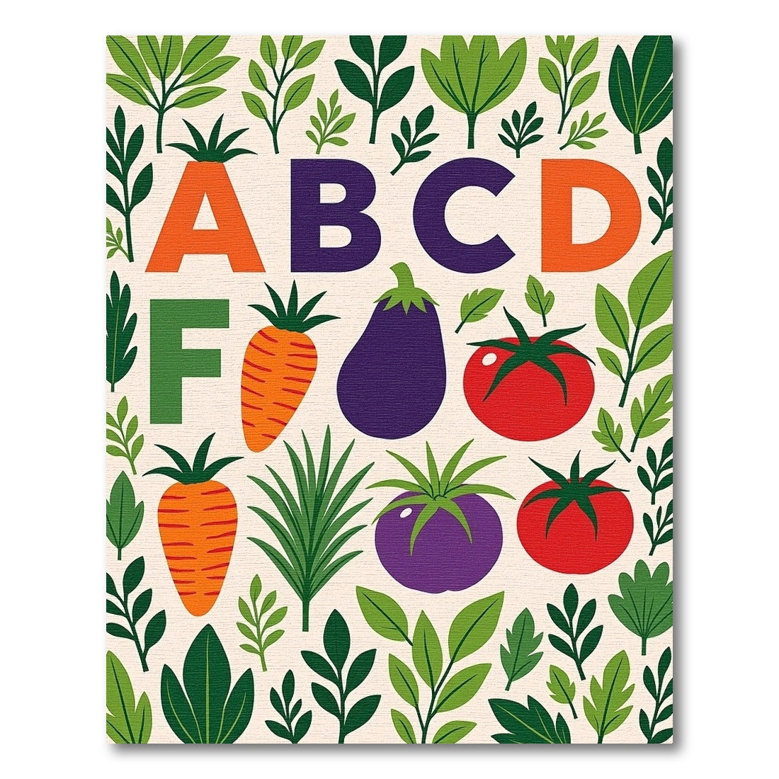 Farmhouse ABC Alphabet Vegetable Botanical Rug