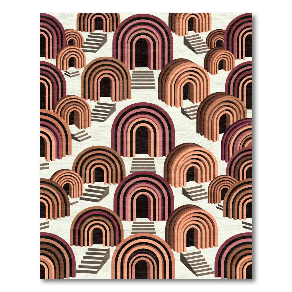 Terracotta Archway Steps Geometric Composition Rug