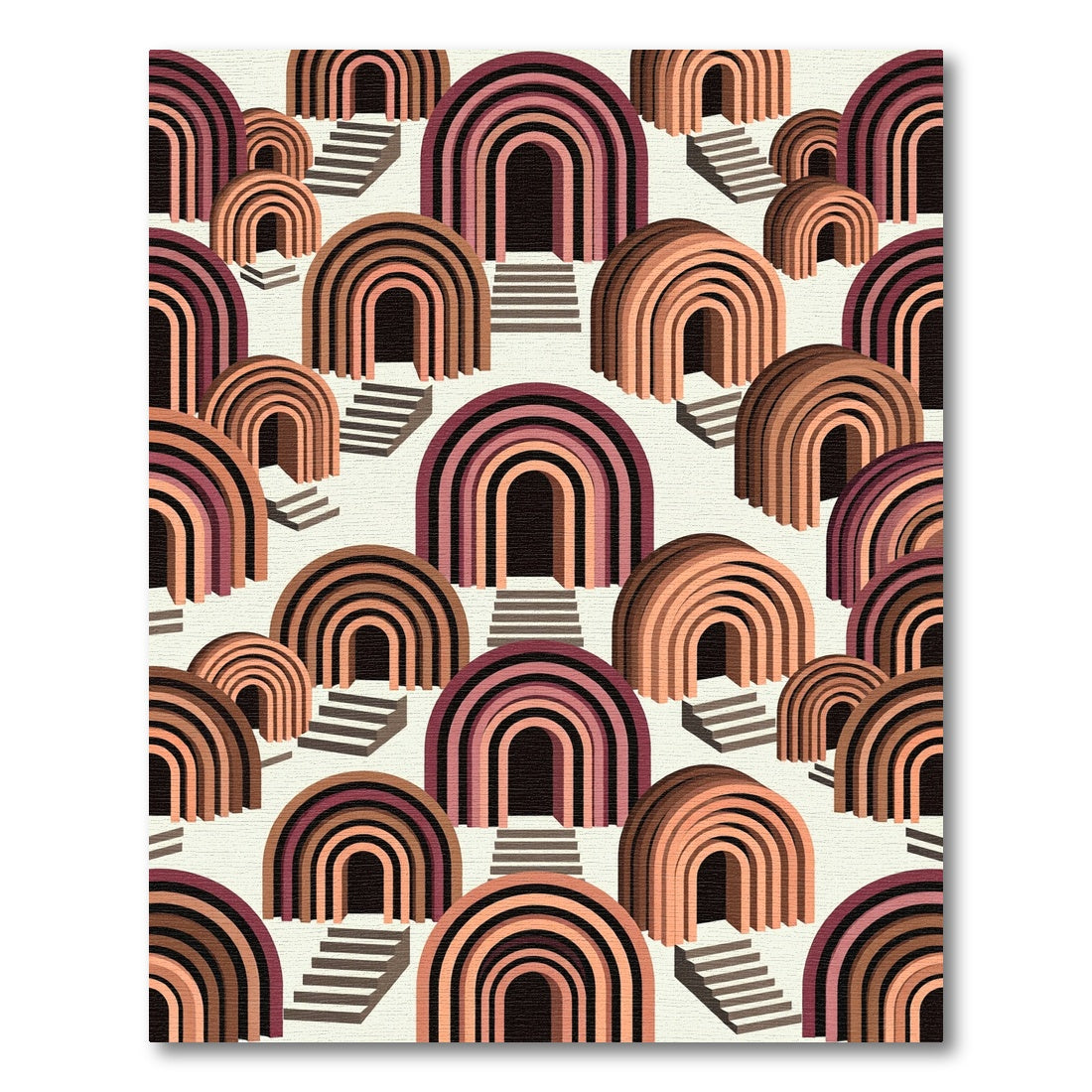 Terracotta Archway Steps Geometric Composition Rug