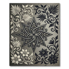 Monochrome Floral Star Symmetry Rug