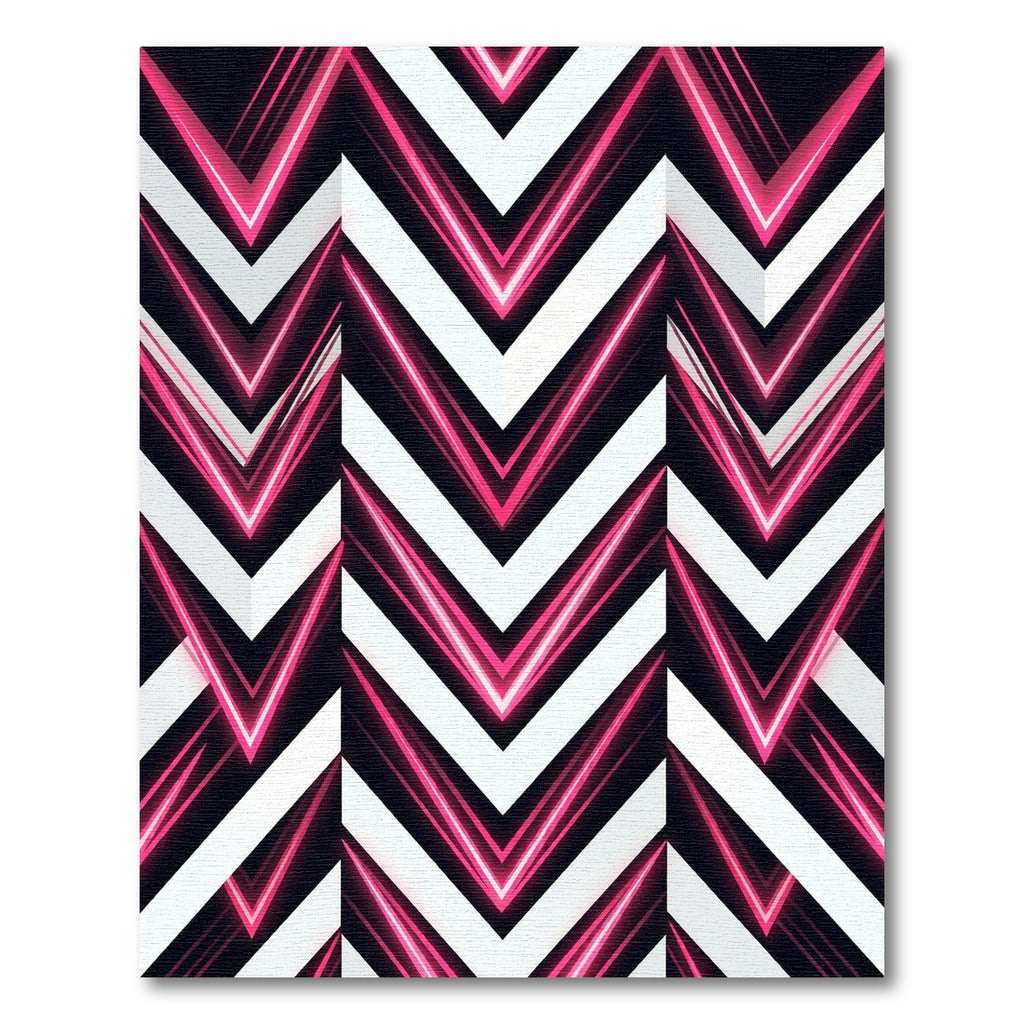 Neon Chevron Black and White Abstract Rug