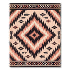 Earthy Salmon Black Tribal Diamond Rug