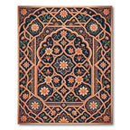 Ornate Terracotta Floral Geometric Medallion Rug