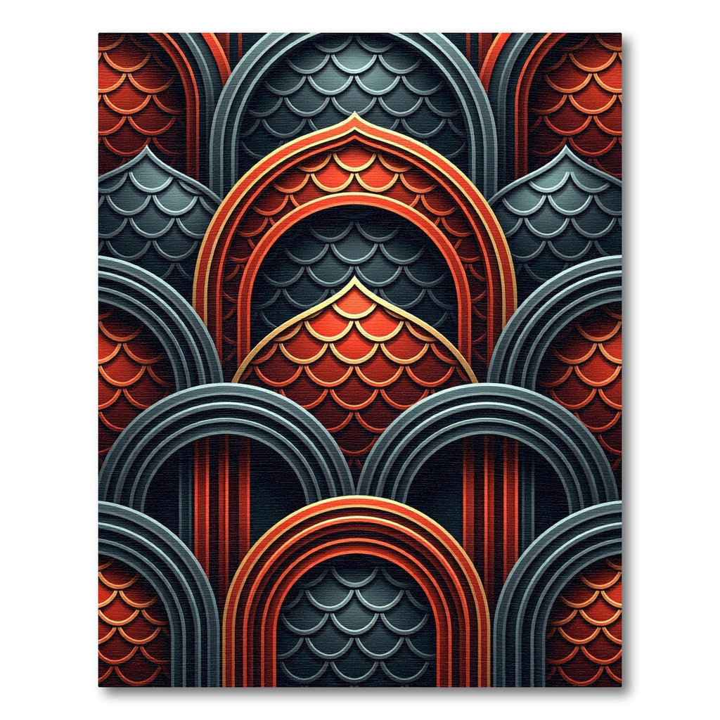 Crimson Gold Arch Scale Rug