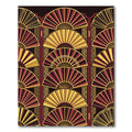 Art Deco Crimson Gold Fan Assemblage Rug