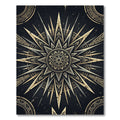 Celestial Gold Sunburst Geometric Emblem Rug