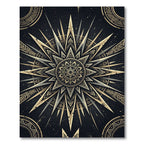 Celestial Gold Sunburst Geometric Emblem Rug