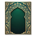 Elegant Emerald Gold Ornate Archwork Rug