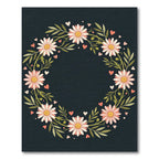 Pink Daisy Wreath with Hearts Rug